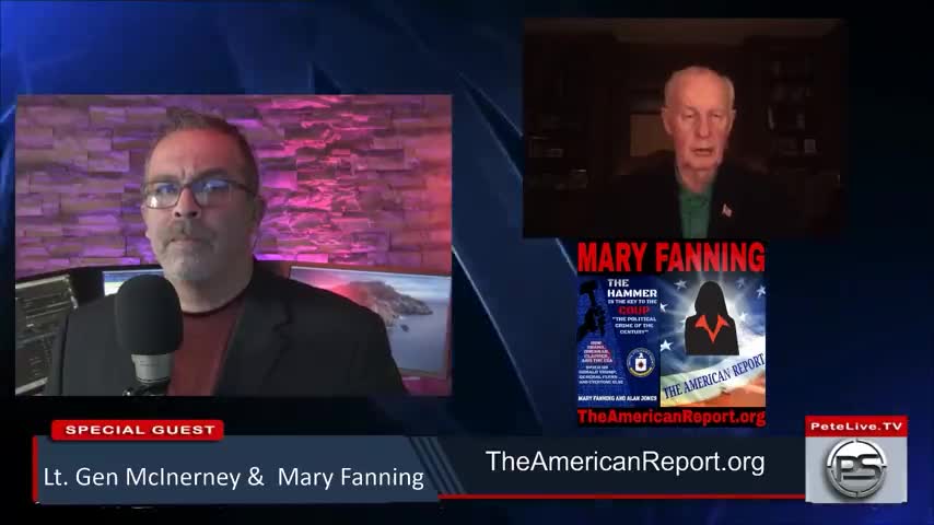 Lt. Gen. McInerney & Mary Fanning talk with Pete Santilli