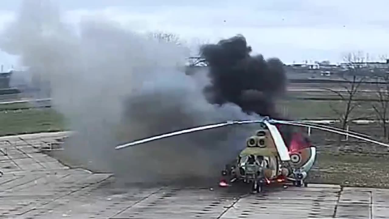 Moment when loitering munition targeted a parked Mi-8 helicopter near Tiraspol, Transnistria