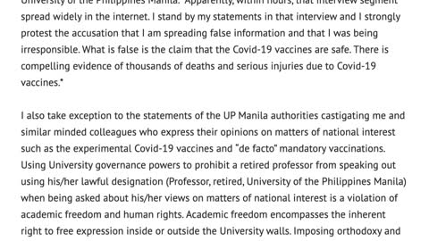 On the Safety of Covid-19 Vaccines- Dr. Quijano’s Rejoinder to the DOH and UP Manila Statements