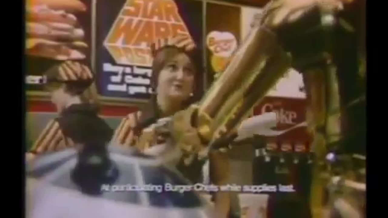 Star Wars Burger Chef Promotional Poster TV Commercial from 1977 - C3PO Darth Vader