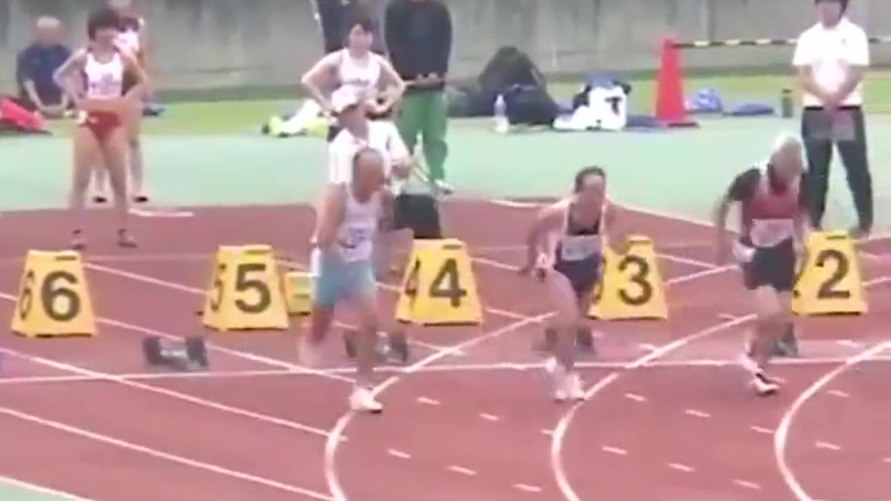 A 102-year-old Japanese man participating in a running competition