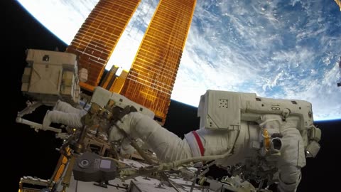 Astronaut records himself in space with a GoPro