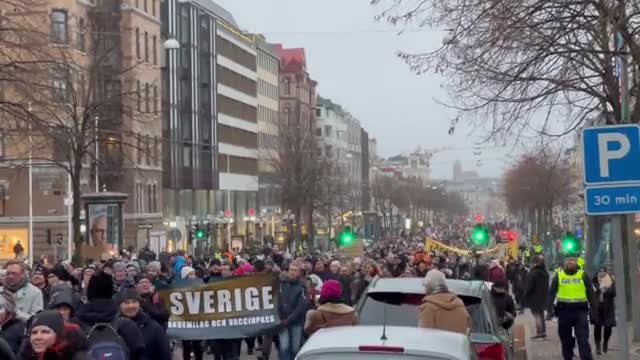 Gothenburg, Sweden: vaccine passport/mandate protest, Jan. 22, 2022
