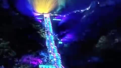 Majestic light display on Tianmen Mountain China