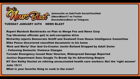 Tuesday, January 24, 2023 News Blast. #Enoch #NewsBlastReading #NBR
