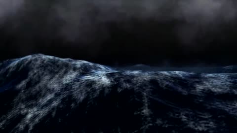 Thunderstorm And Rain Sounds Over a Rough Ocean with Big High Waves and Real Lightning Strikes