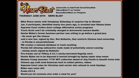 Thursday July 29, 2023 News Blast. #Enoch #NewsBlastReading #NBR