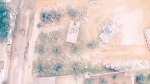 A Hamas drone drops a shell on armored vehicles of IDF fighters in the Gaza Strip.