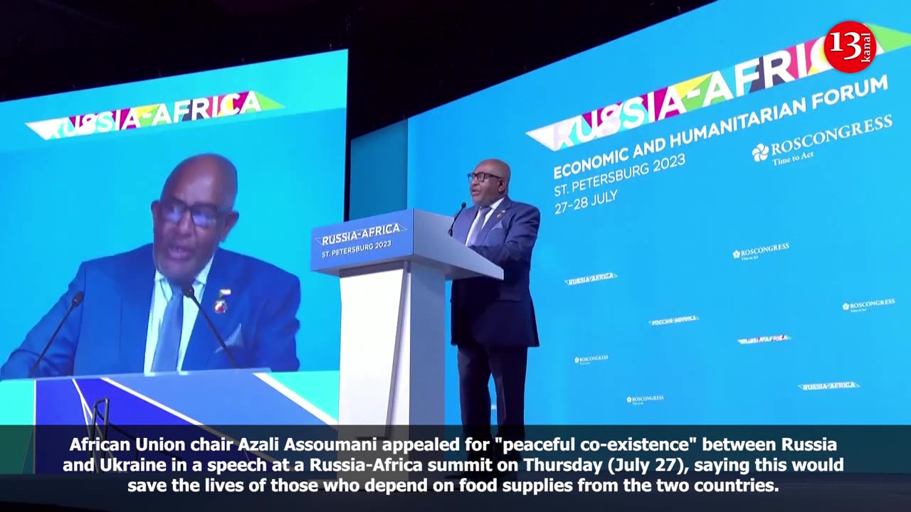 On stage with Putin, African Union chair calls for 'peaceful coexistence' of Russia and Ukraine