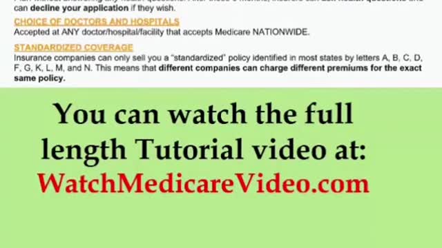 Part 20 - Medicare Tutorial - Medicare Supplement (Medigap) Plans.