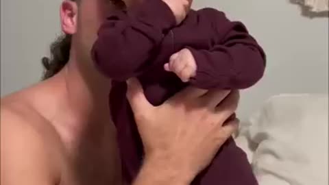 Baby cute kiss papa