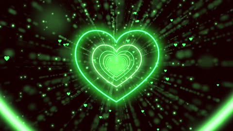 059. Neon Lights Green heart💚Heart Background Heart Tunnel