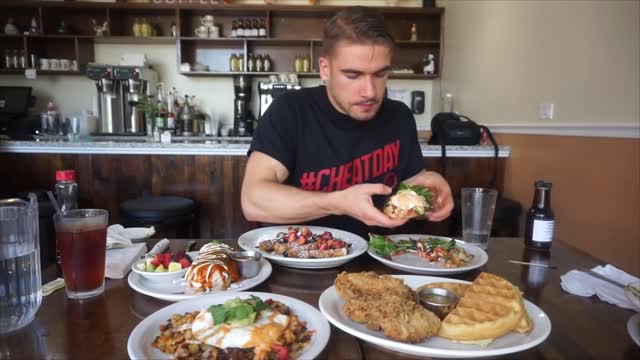 MASSIVE BREAKFAST & BRUNCH FOOD CHALLENGE (Menu Challenge) | In Chicago Illinois | Man Vs food