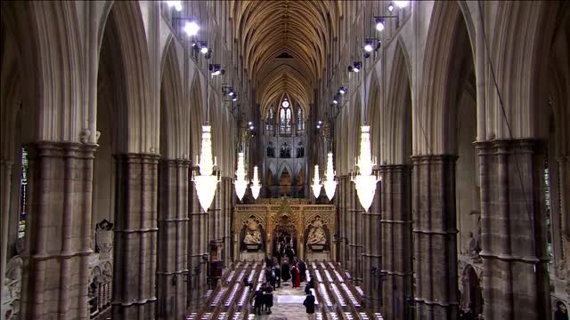 Interiors of Westminster Abbey at queen's funeral