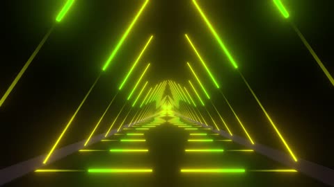 Going through a tunnel of yellow light triangles