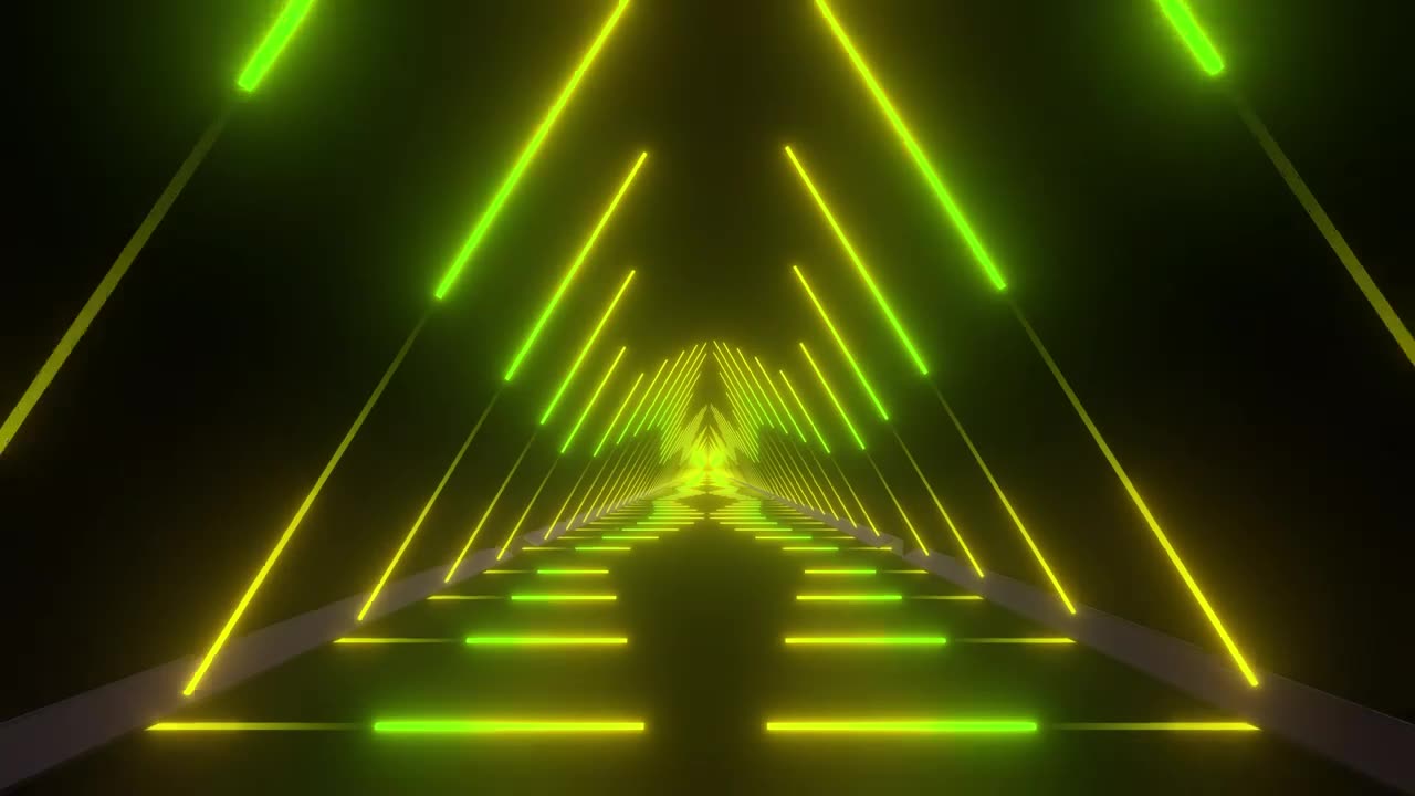 Going through a tunnel of yellow light triangles