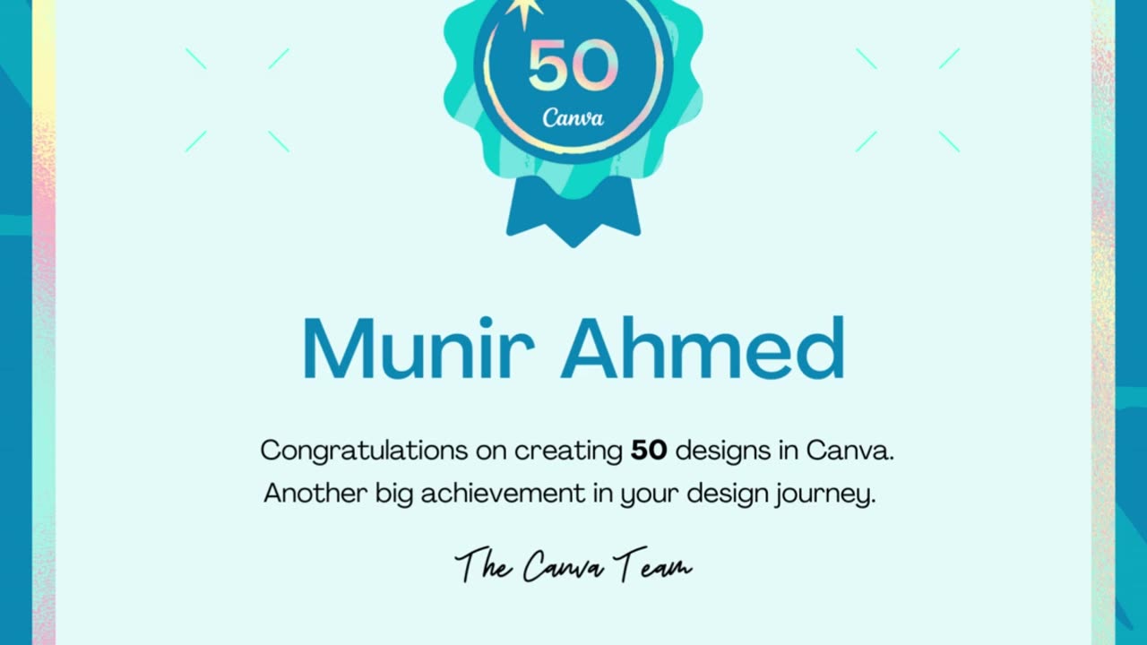 Canva 50 Design Milestone Badge