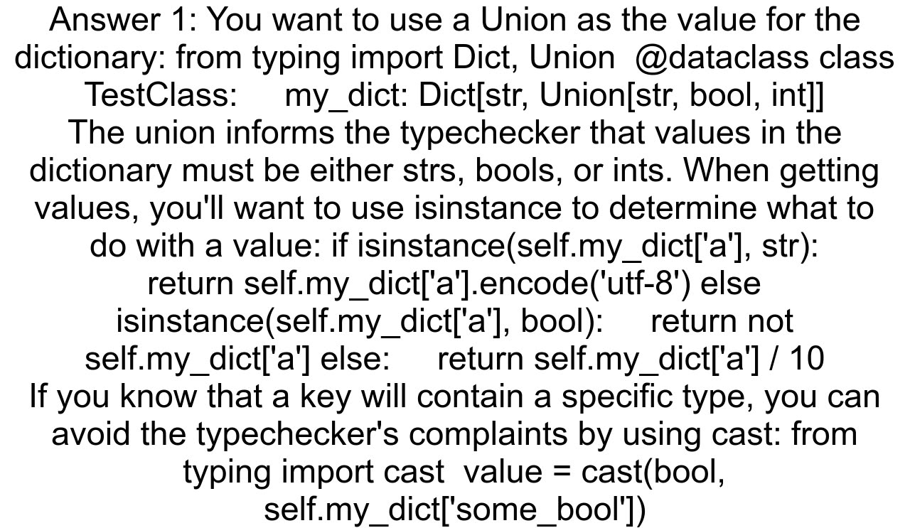 How to add a typing declaration for a dict with different types as ...