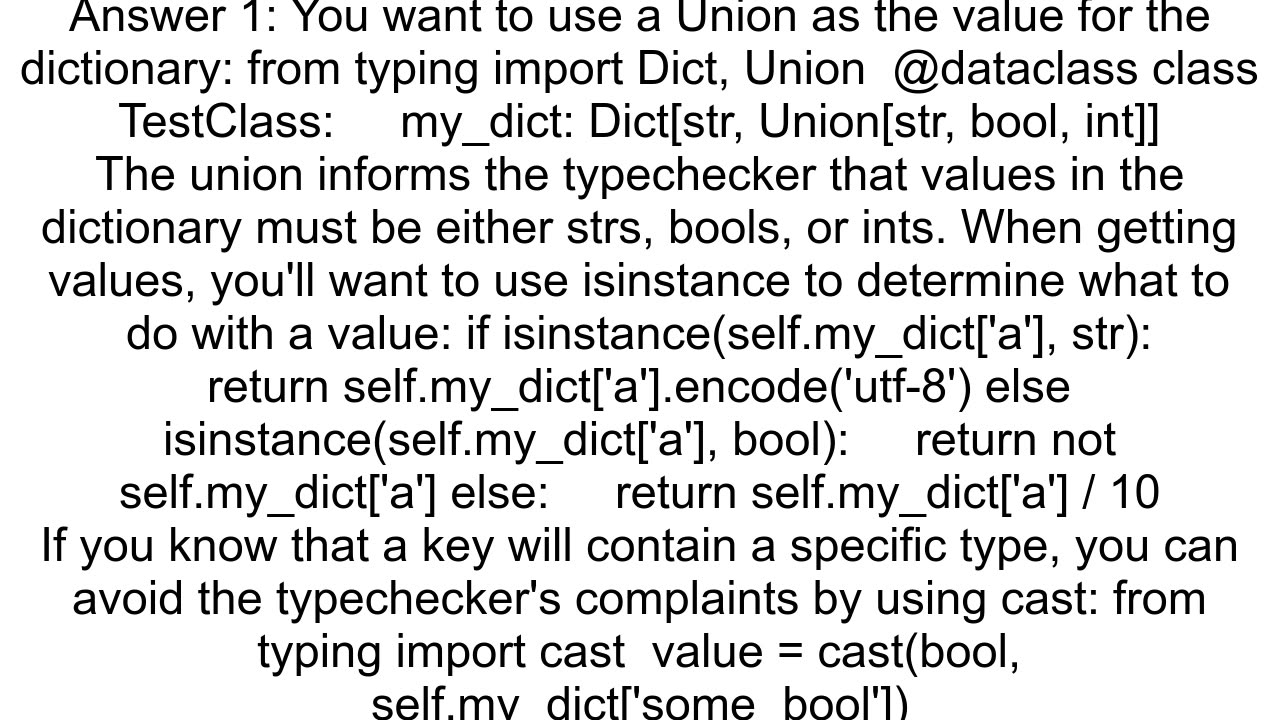 How to add a typing declaration for a dict with different types as values in python