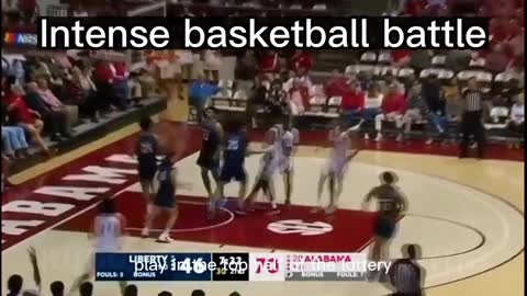 Intense basketball battle