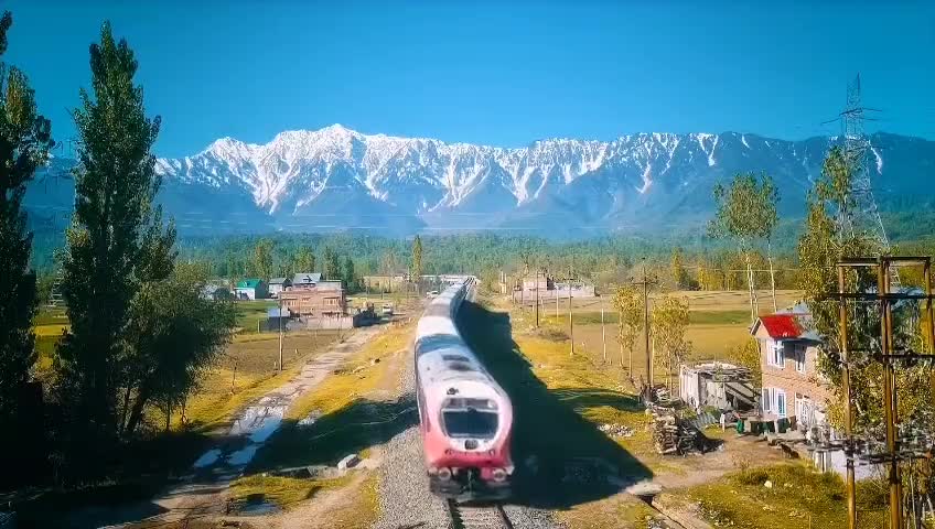 beautiful himalaya's running train