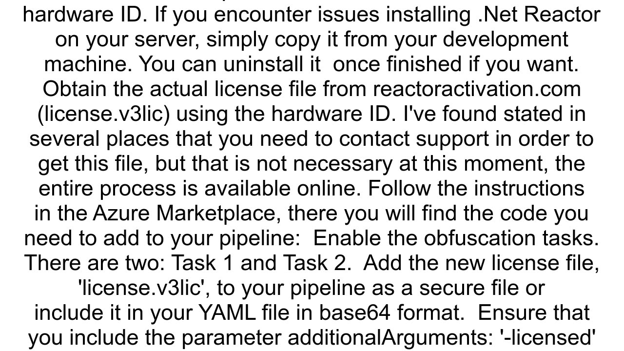 How to activate Net Reactor License in Azure DevOps pipeline with cloud hosted virtual machines