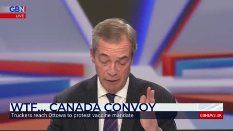 Nigel Farage reacts to the Canada convoy