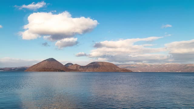 Scenic Lake Toya With Nakajima Island During Winter Free Download Loop Video (No Copyright)