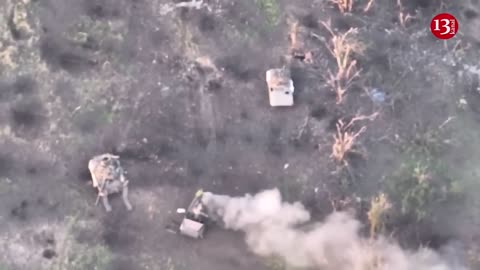 Russian column with dozens of equipment is ambushed during attack - Fighters sought to escape