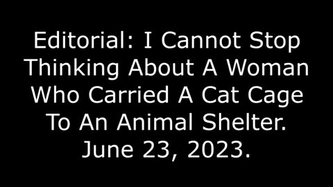 Editorial: I Can't Stop Thinking About A Woman Who Carried A Cat Cage To An Animal Shelter, 6/23/23