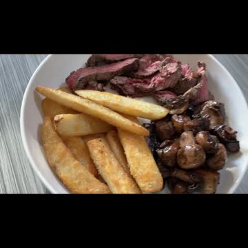 Steak with Mushrooms and Fries