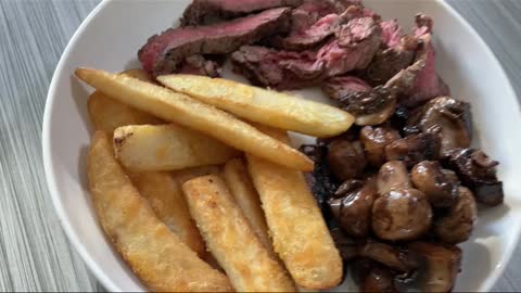 Steak with Mushrooms and Fries