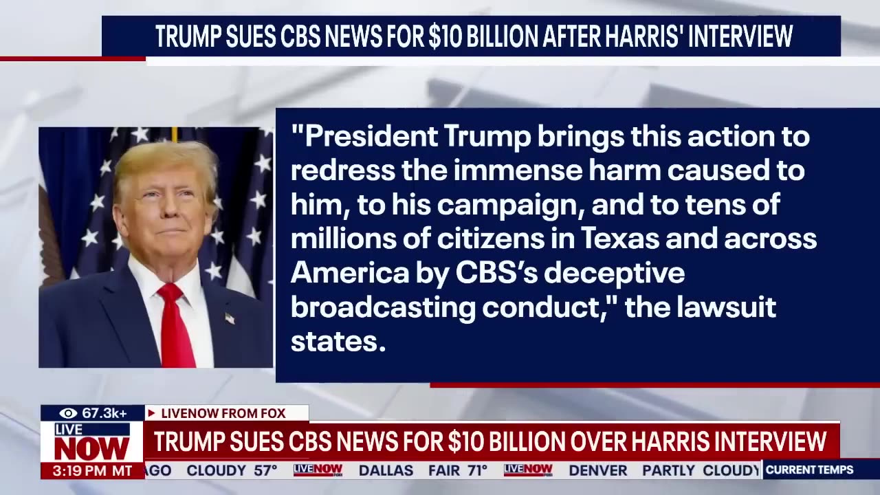 Trump sues CBS News for $10 billion over Harris interview