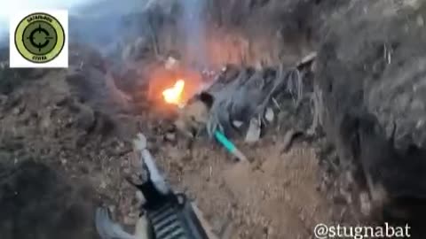 Footage of Ukrainian Seaching A Just-Cleared Trench