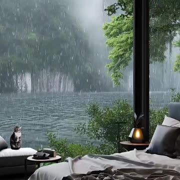 Beautiful style cat and rain ⛈