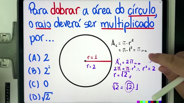 🤯 MATEMÁTICA BÁSICA DESBUGADA - Como Dobrar a Área do Círculo Faz o que com o raio