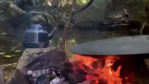 Eşsiz Doğada Et Tantuni 🥩 _ meat tantuni in a unique nature cocking food videos