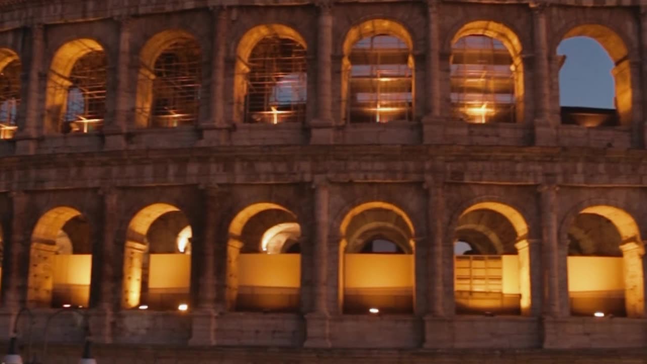 Fantastic panorama of the Colosseum at night