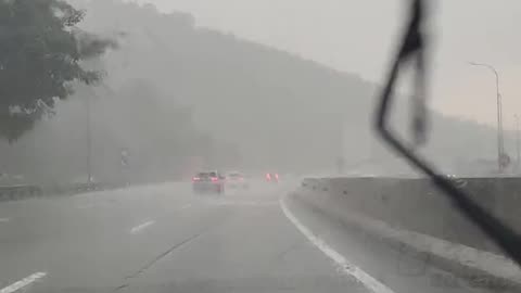 Slightly Challenging Driving Conditions in Malaysia Downpour