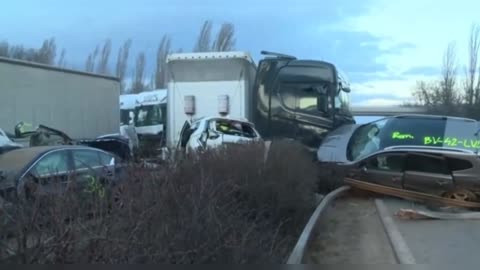 20 kilometers from Budapest there was a serious accident due to wind and dust