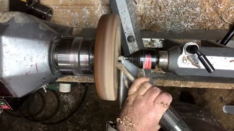 woodturning a pewter shavings dish6