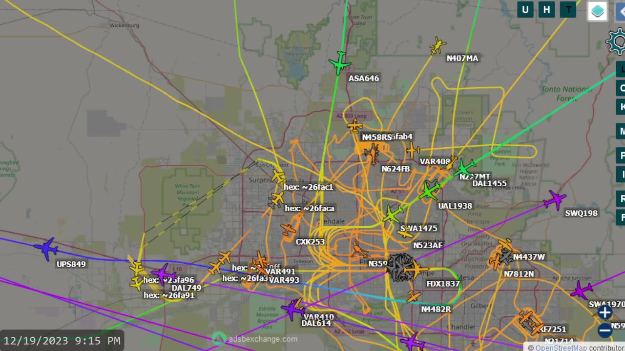 How did you sleep last night - Airplane Traffic Phoenix Arizona - Dec 19th Night