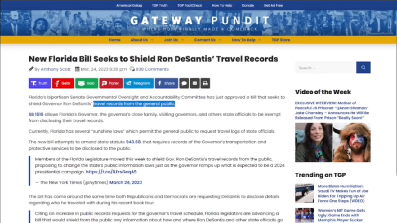 "Secret" Travel For Ron Desantis? What Are The Odds?