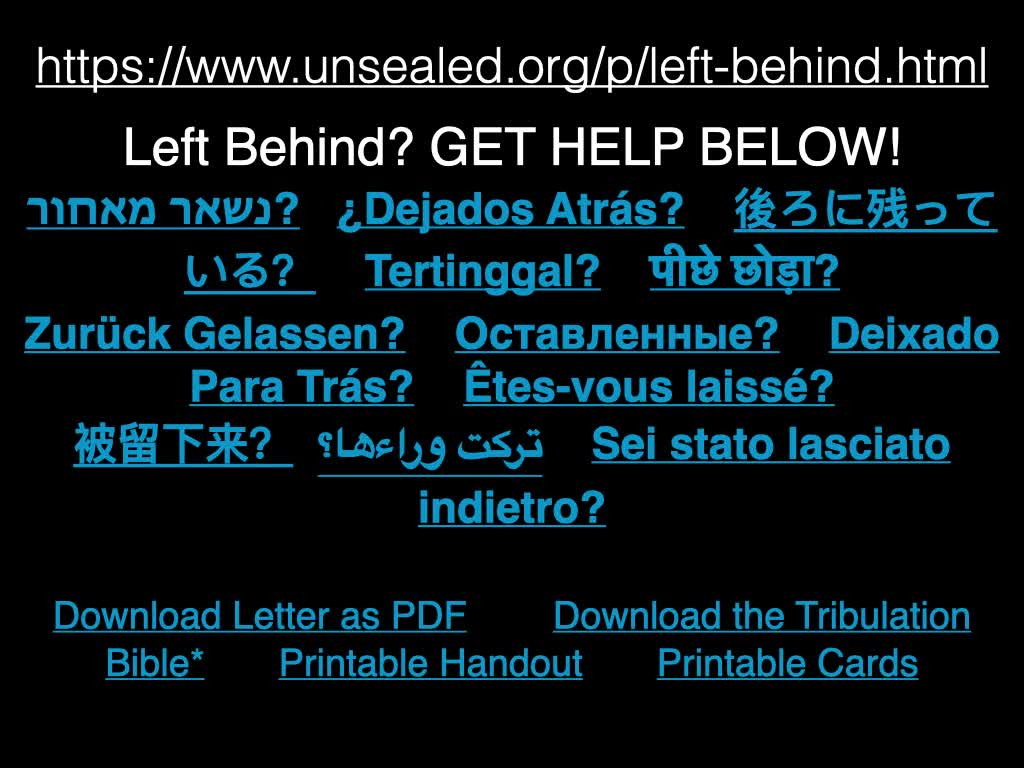 WERE YOU LEFT BEHIND?