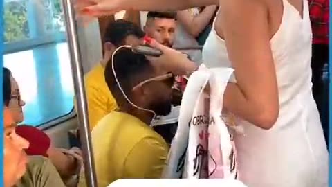 laughing inside train