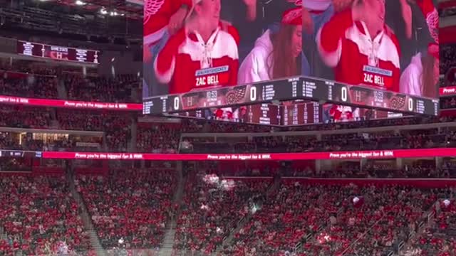 Little jumbotron appearance at opening night 🐙🏒 @Detroit Red Wings