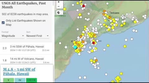 Large Earthquake Hits Pāhala, Hawaii, M 4.9 - M 4.8