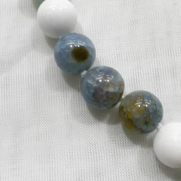 Handmade + Knotting Unique 21” Necklace with 925 Silver, Agate, White Jade