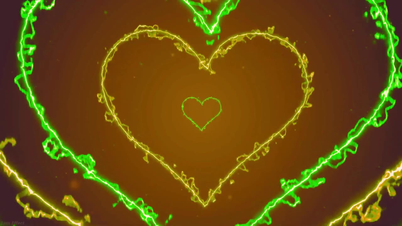 597. Cool Heart Background 💚💛Tunnel Love Heart Neon