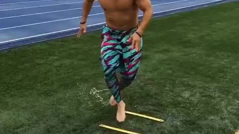 Man Shows Impressive Speed Skill While Performing Tricks With Various Exercise Equipment